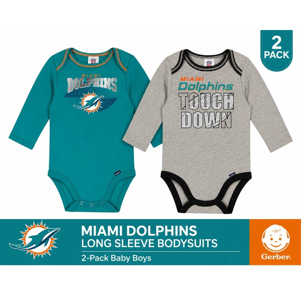 NEW NWT NFL Miami Dolphins Baby Boy Bodysuits Football 0-3 months Clothes